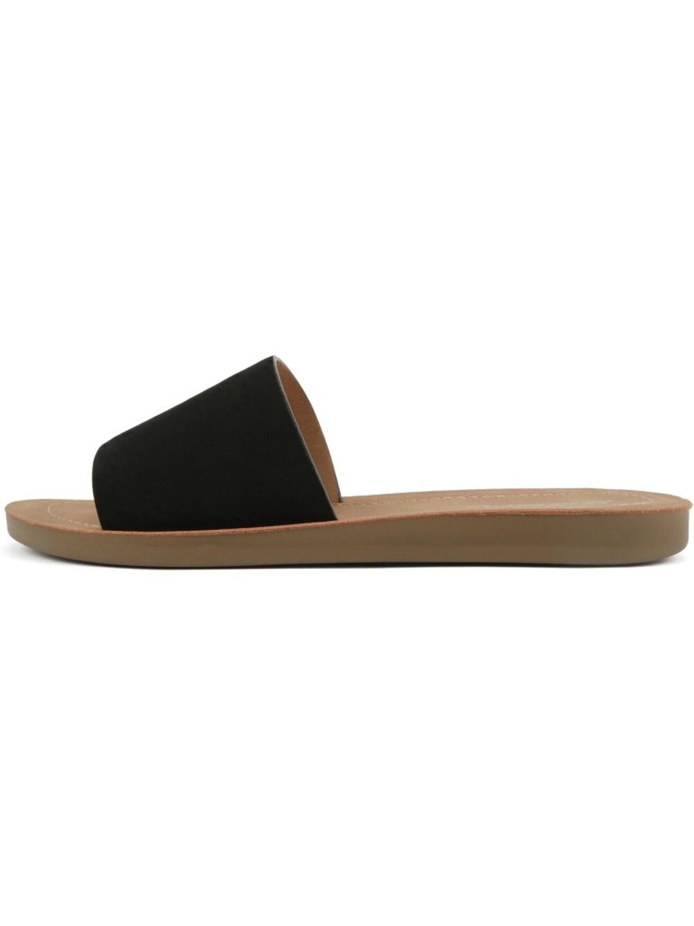 Womens Black Peep Toe Beach Basic Plain Slip On Slides Casual Slipper Shoes